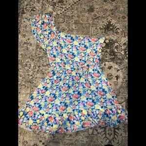One shoulder floral dress